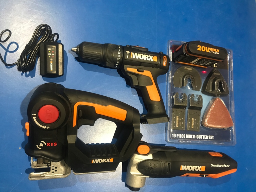 2 WORX zestaw Wkrętarka, Wyrzynarka i Multitool - 8723017435 ...
