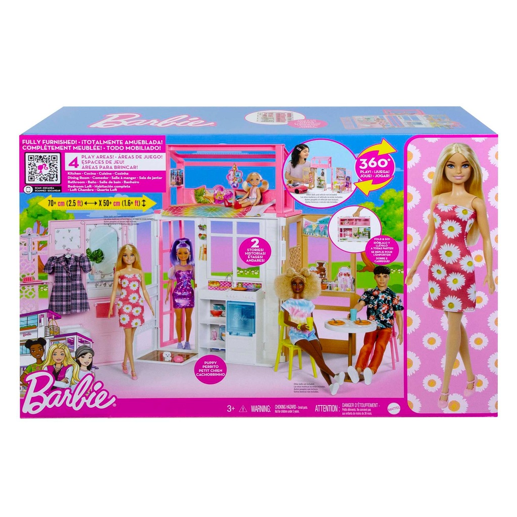 BARBIE HCD48 Kompaktowy domek z lalką Barbie