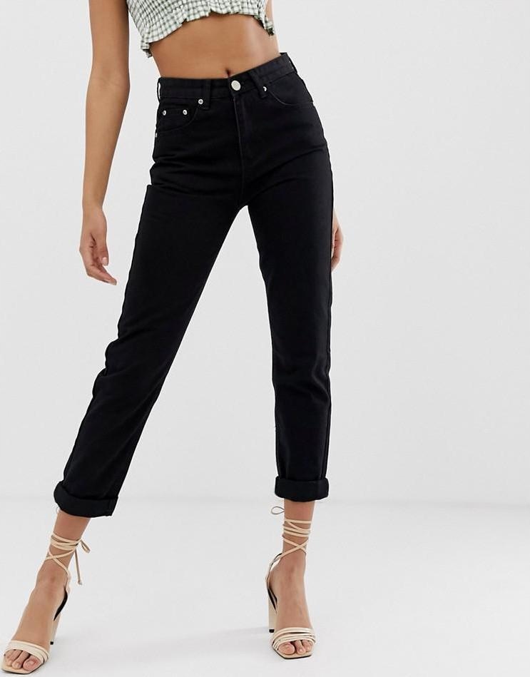 BOOHOO__XDI CZARNE DAMSKIE SPODNIE MOM JEANS__M