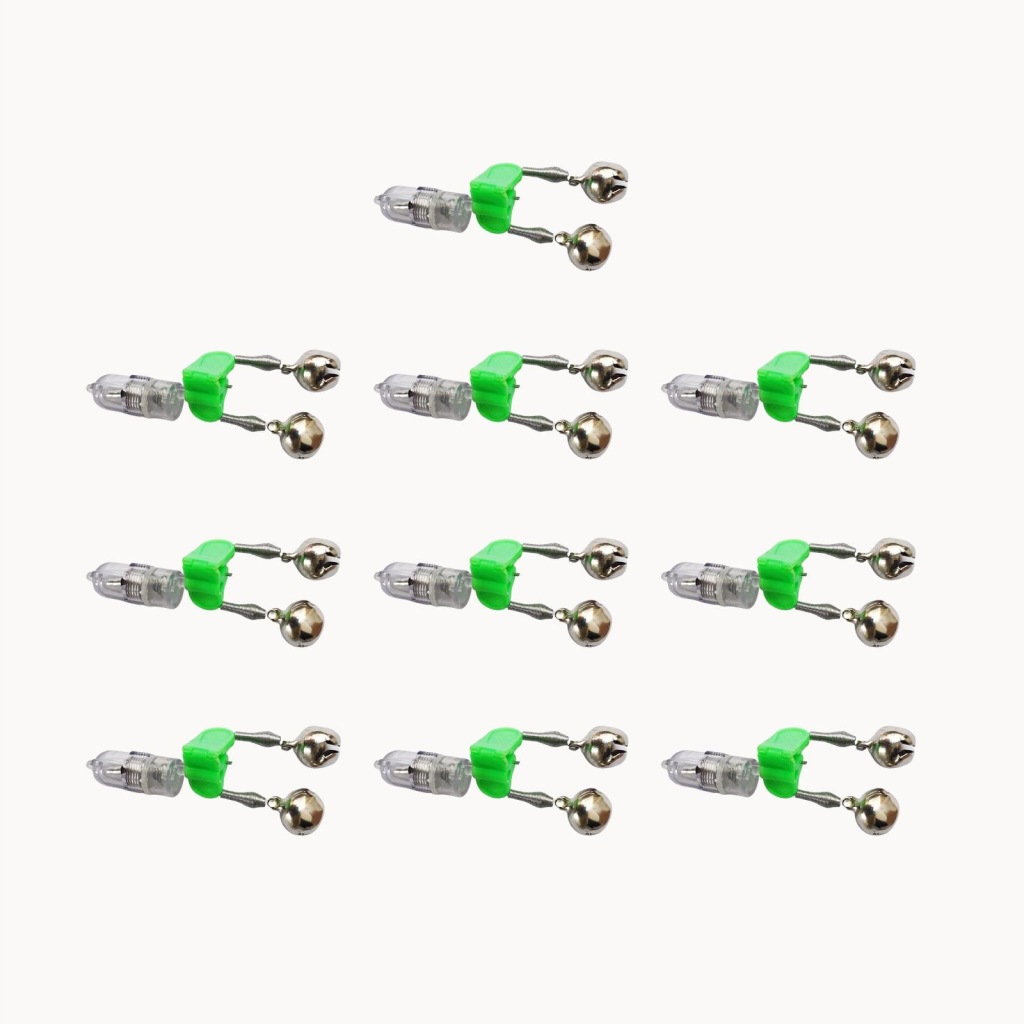10 sztuk LED podwójne dzwonki nocny alarm wędkarski klip ugryzienie