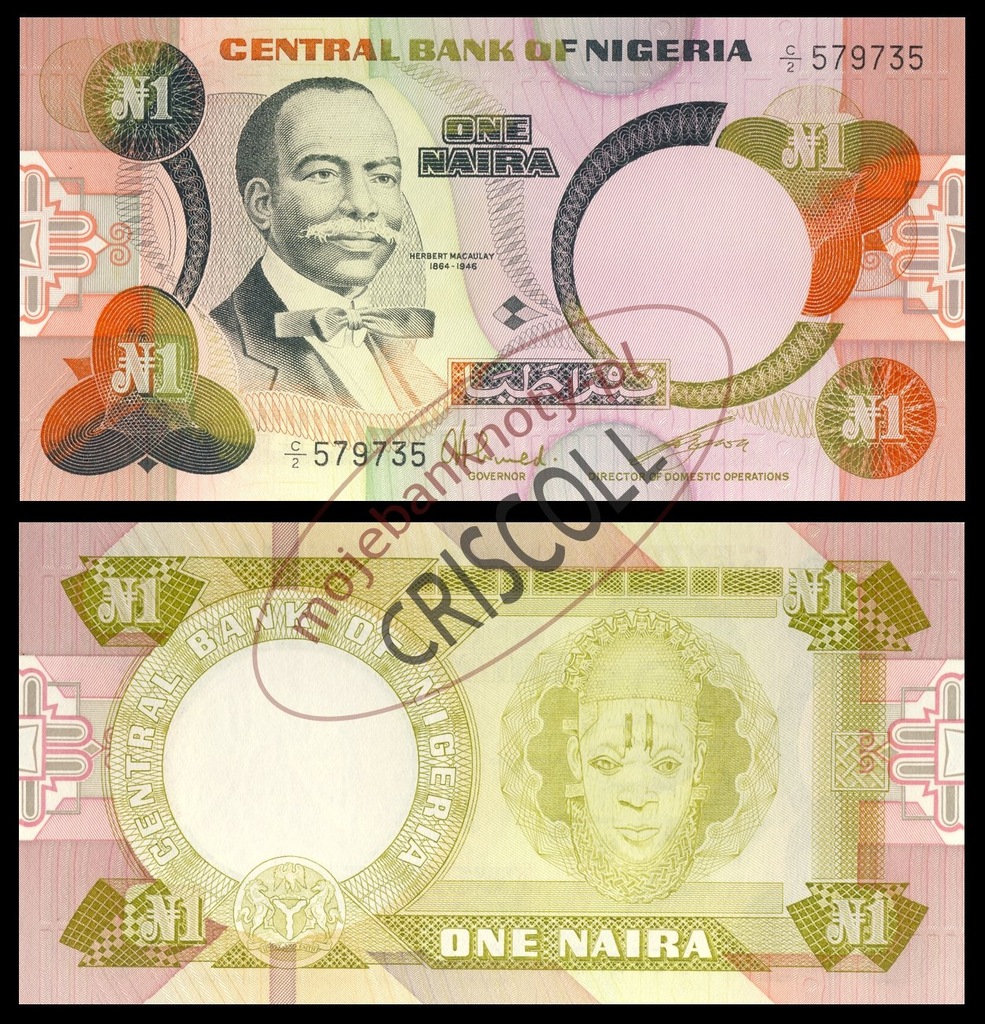 Nigeria 1 naira 1979-84r. P-19 UNC