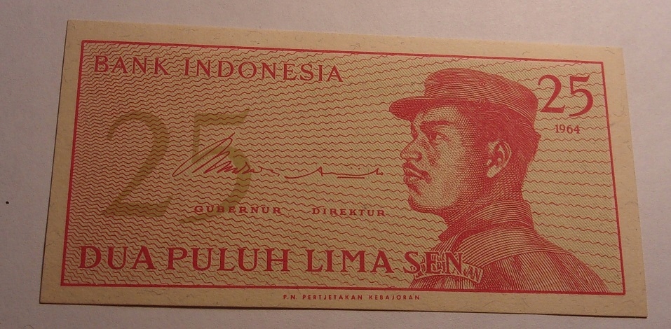 25 sen dua puluh lima sen banknot Indonezja 1964 r