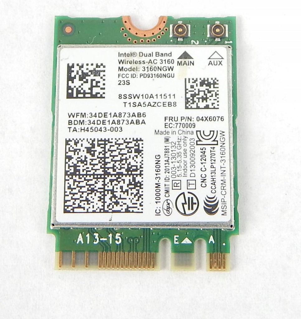 karta sieciowa WiFi Intel 3160NGW Ideapad 100S