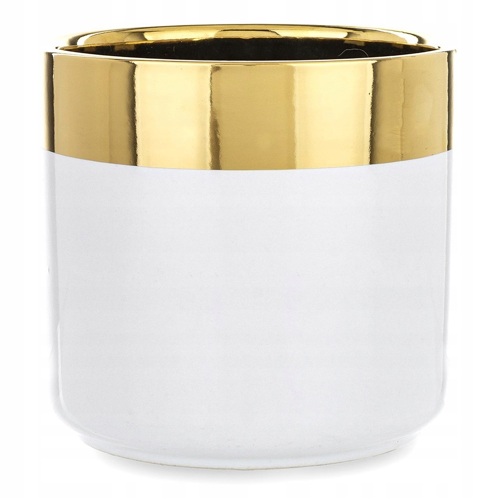 DONICZKA OSŁONKA CERAMICZNA BIAŁA ZŁOTA 13x13cm NOWOCZESNA GLAMOUR 10 15