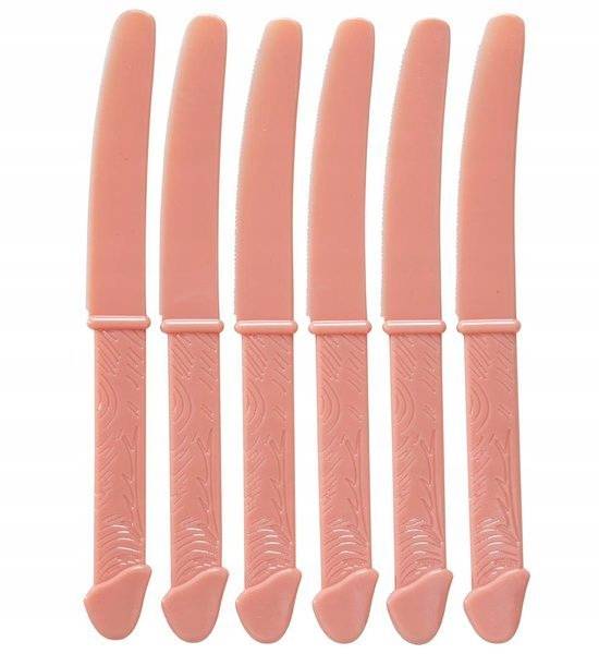 Zestaw 6 Plastikowych Noży w Kształcie Penisów