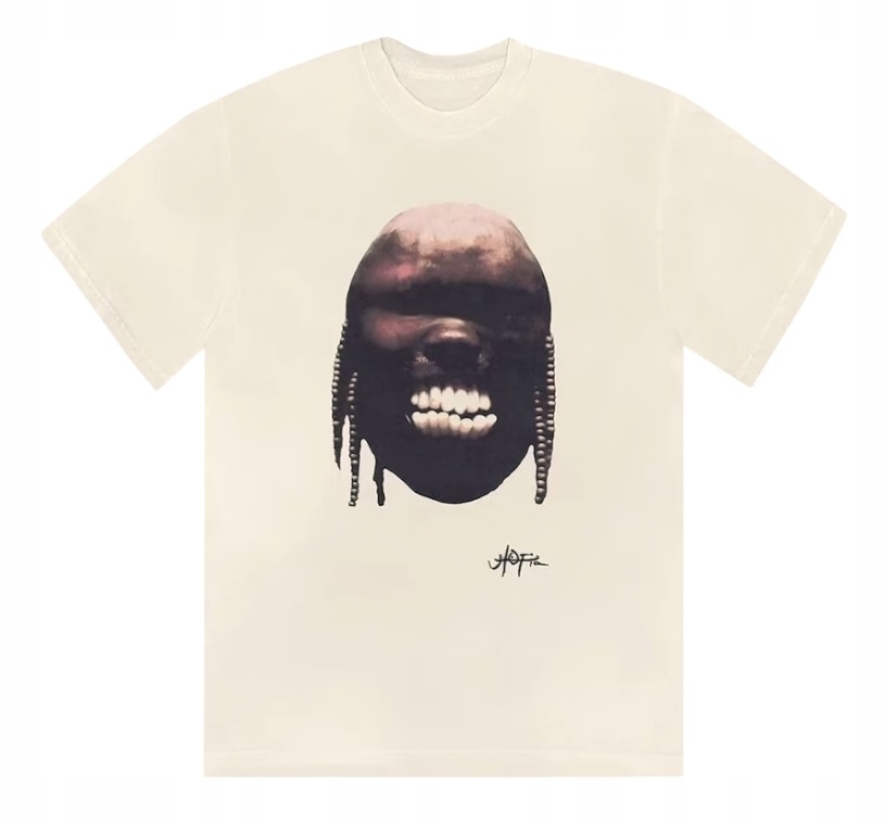T-SHIRT KOSZULKA TRAVIS SCOTT UTOPIA B2 ECRU BAWEŁNA r. L