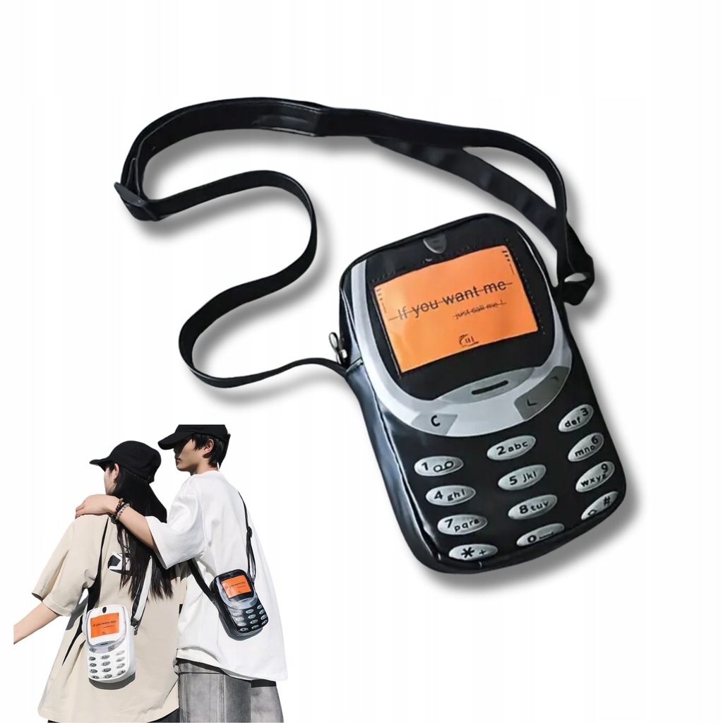Torba na ramię - Retro Telefon - czarna torebka w kształcie telefonu