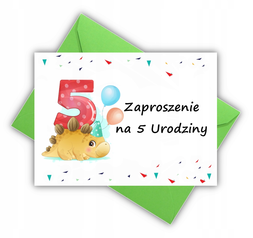 ZAPROSZENIA NA 5 URODZINY PIĘĆ LATEK DINOZAURY