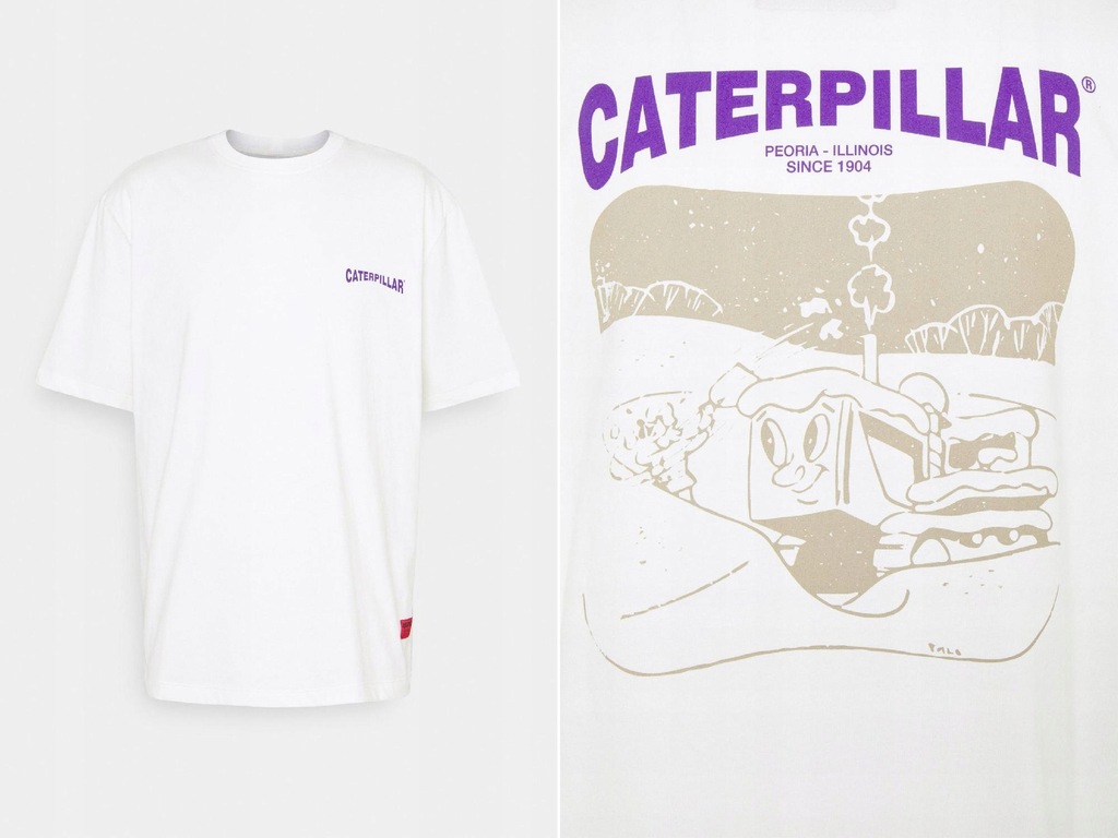 I029B05 T-SHIRT KOSZULKA BIAŁA CATERPILLAR XL