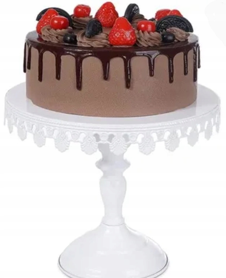 Patera metalowa ozdobna na ciasta babeczki desery tort biała metal