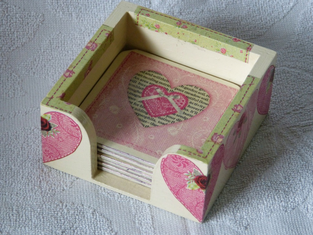 Podkładka pod kubek decoupage 9x9cm komplet 6szt