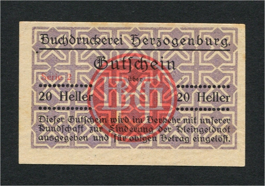 20 Heller Austria 1920 Notgeld -UNC