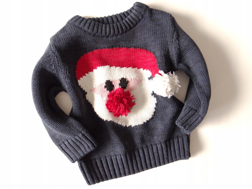 *NEXT*Świąteczny sweterek z Mikołajkiem*68 / 3-6 M