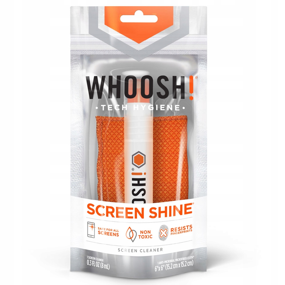 Whoosh Pocket - spray do czyszczenia ekranów 8ml + ściereczka z mikrofibry