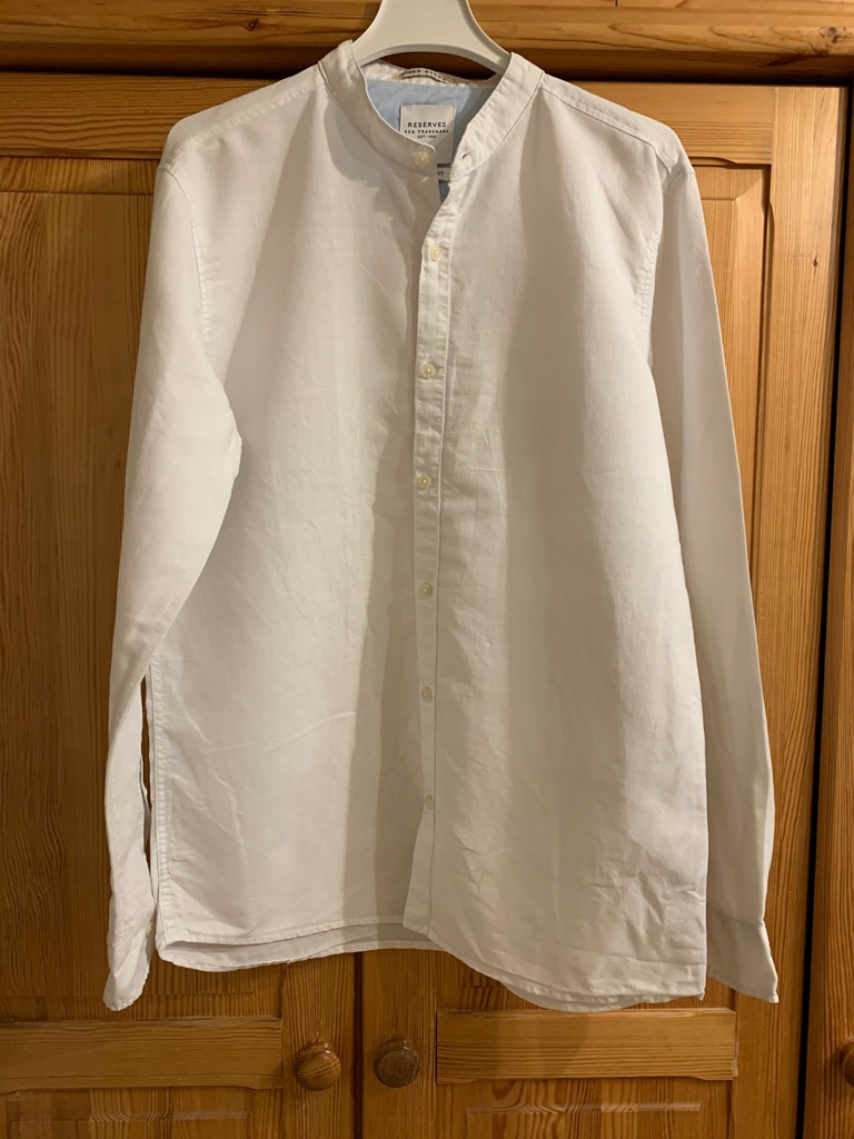 Reserved koszula męska S biała lniana ze stójką