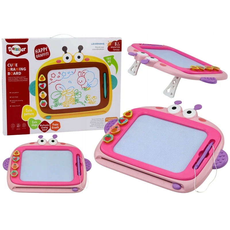 ND24_17529 Tablica Magnetyczna Do Malowania 4 Kolory Znikopis 4 Pieczątki