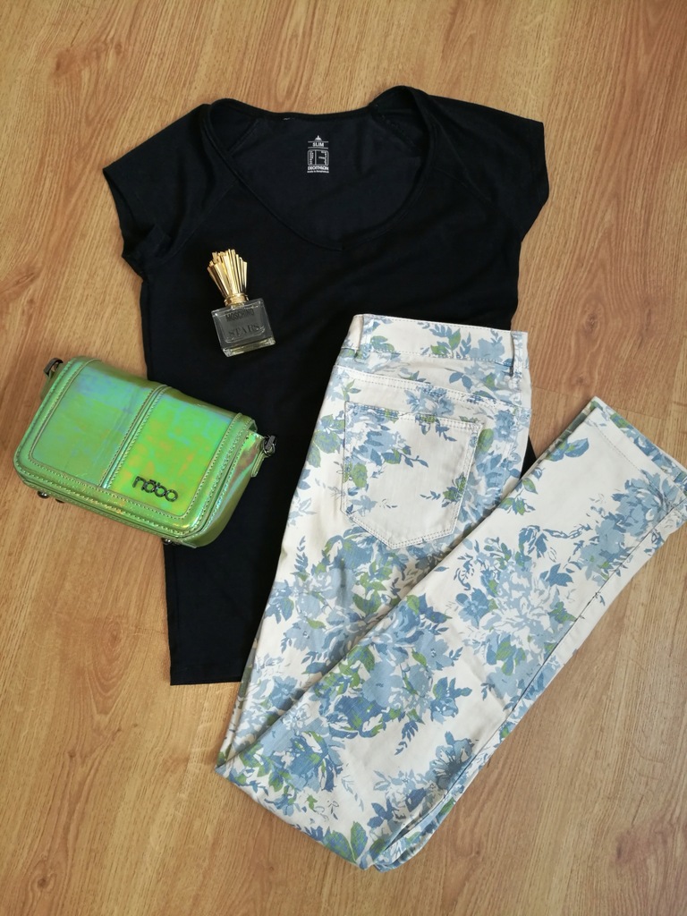 Spodnie, rurki, wzór, print, kwiaty #ESPRIT #34