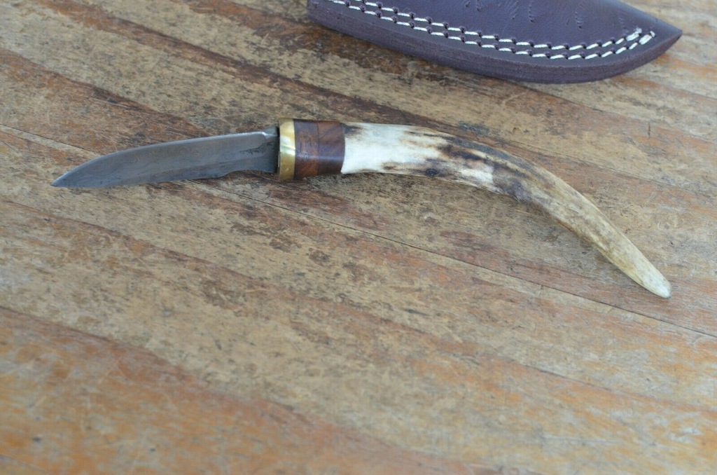 NÓŻ MYŚLIWSKI STAL DAMASCEŃSKA RÓG JELENIA - 9103818940 - oficjalne