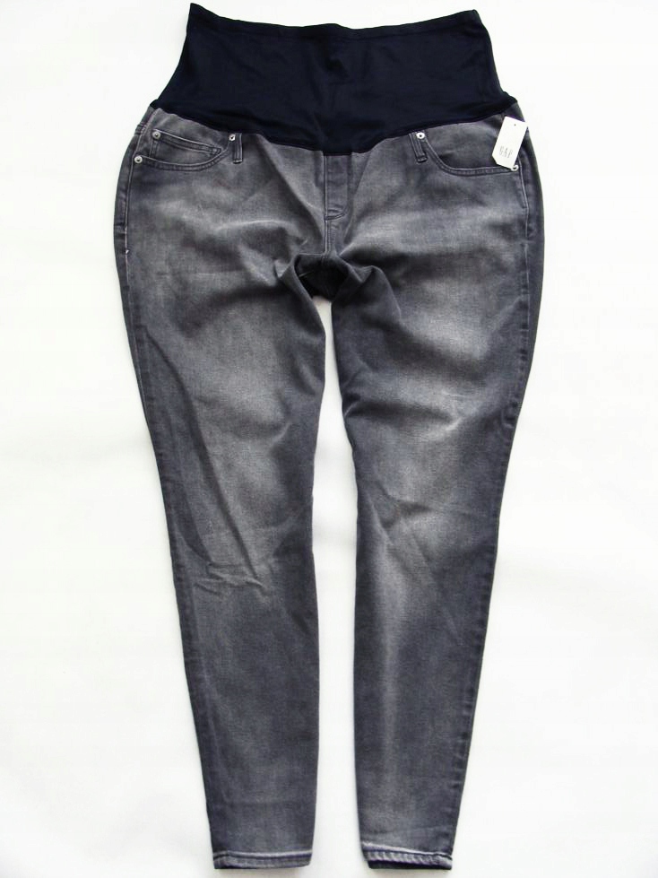 Nowe boskie ciążowe grafitowe jeansy rurki GAP 48