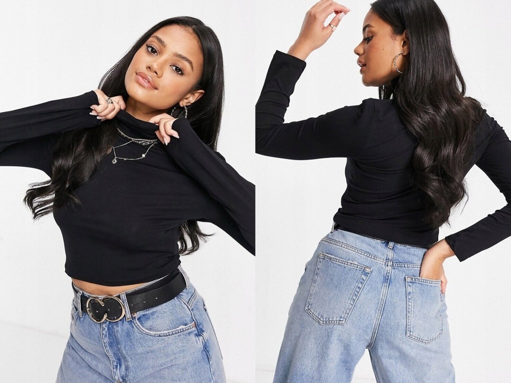 Missguided Krótki top z golfem czarny XS