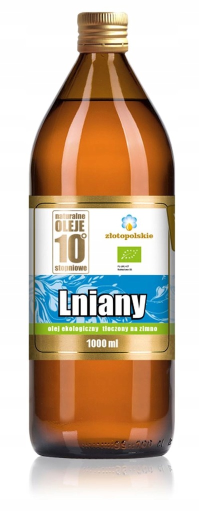 OLEJ LNIANY TŁOCZONY NA ZIMNO BIO 1000 ml - ZŁOTO