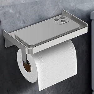Uchwyt na papier toaletowy Zelbuck z półką srebrny