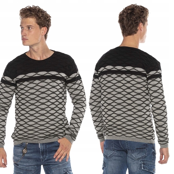 CIPO BAXX SWETER GREY WZÓR NEW~XXL