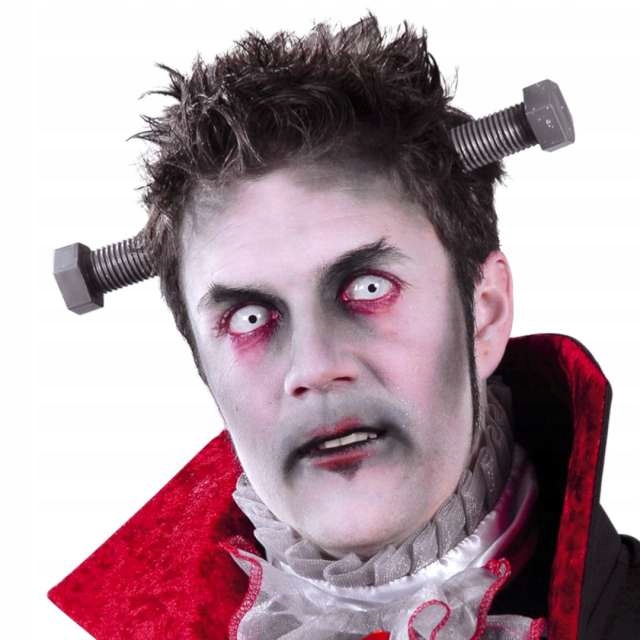 Opaska ŚRUBA w GŁOWIE frankenstein HALLOWEEN szara
