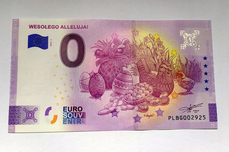 Banknot 0 Euro 2022- Wesołego Alleluja Anniversary