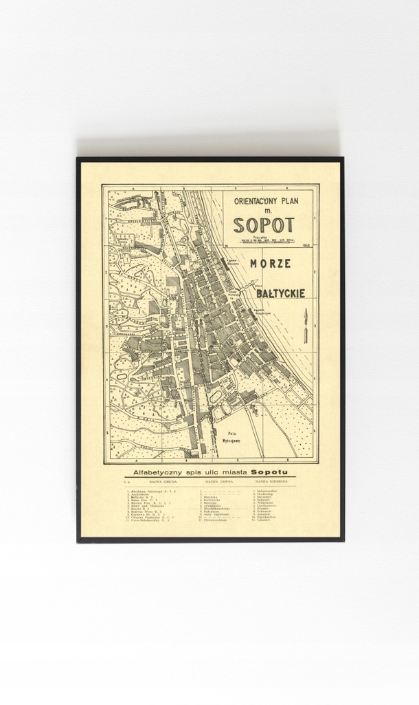 Stary plan Sopot 1946r 70x50cm