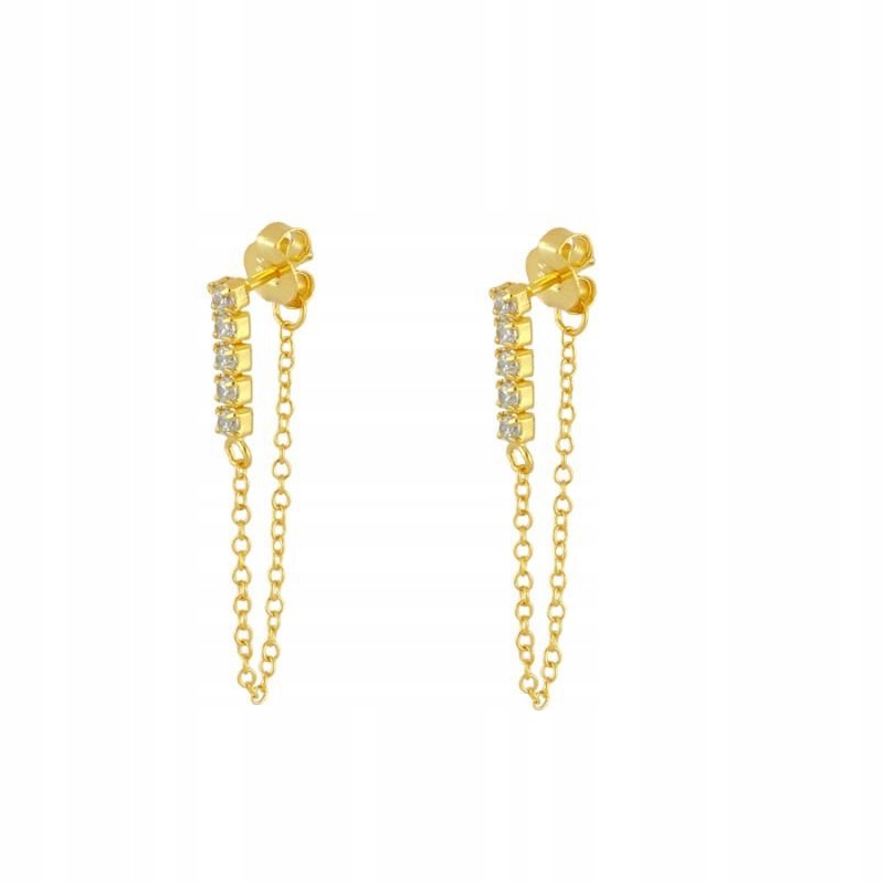 CRMYA Gold Silver Color Chain Stud Earrings f
