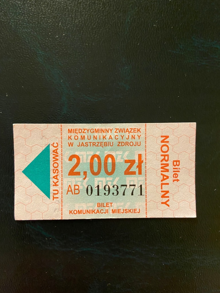 Bilet MZK JASTRZĘBIE-ZDR. 2,10zł U zielony 10 LAT