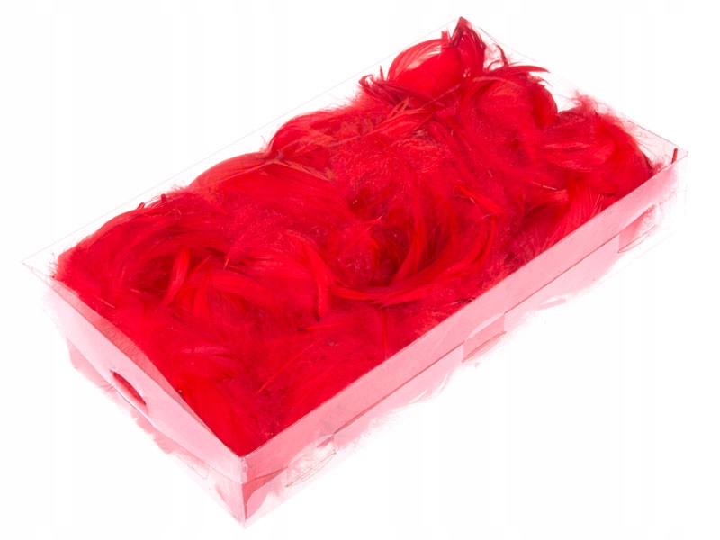 Piórka dekoracyjne w pudełku 200 szt CZERWONE 50g