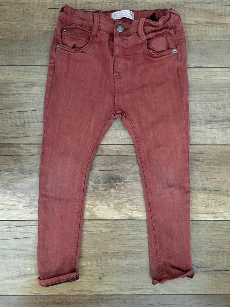 Bordowe spodnie rurki jeansy ZARA 104