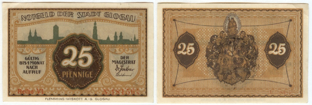 Notgeld - GLOGAU - GLOGOW - 25 Pfennig - UNC