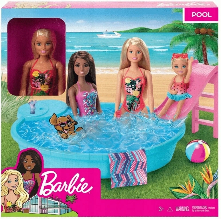 Barbie Lalka i basen z akcesoriami Mattel GHL91