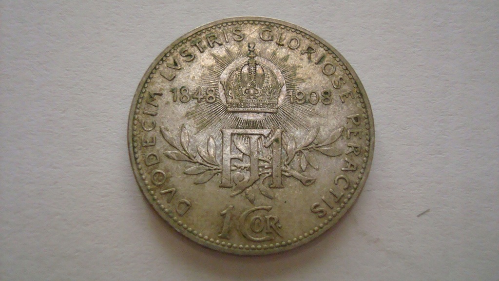 1 korona Austria 1908 jubileusz stan 3+