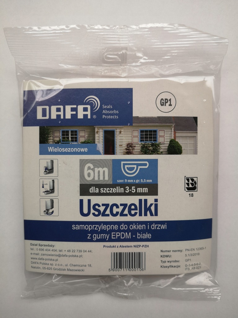 Uszczelka do okien i drzwi GP1 BIAŁA samoprzylepna