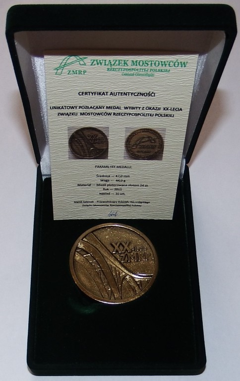 ZŁOTY UNIKATOWY MEDAL XX-LECIE ZMRP - TYLKO 10 SZT