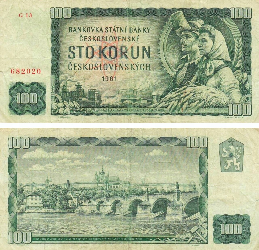 CZECHOSŁOWACJA - 100 KORON - 1961 - SERIA G - P 91 - VF (III) + GRATIS *NN