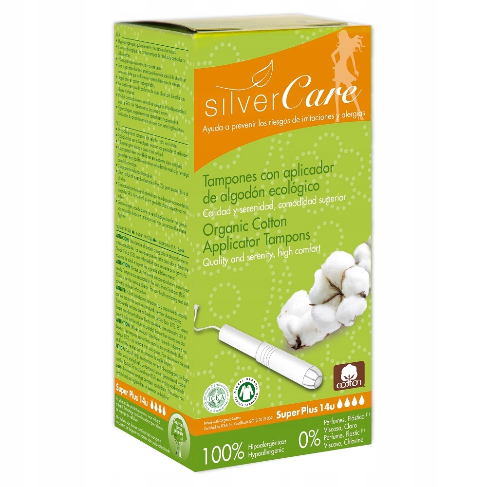 Masmi Silver Care tampony z aplikatorem z bawełny organicznej Super Plus 14