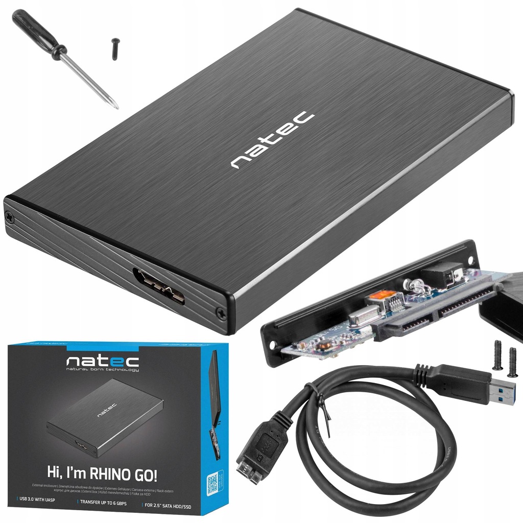 Obudowa HDD/SSD NATEC Rhino 2,5 SATA3 USB3.0 Black