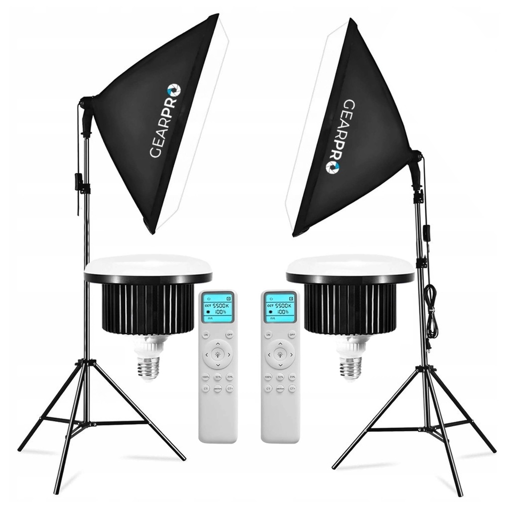 2X LAMPA FOTOGRAFICZNA STATYW SOFTBOX 50X70cm PILOTY