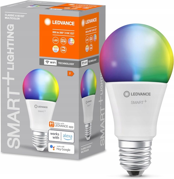 Żarówka LED Ledvance Smart+ RGBW E27 9 W 52d273