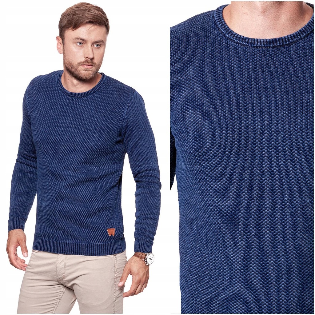 WRANGLER INDIGO KNIT MĘSKI SWETER GRANATOWY L