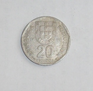 20 escudos Portugalia moneta 1987 r. stara moneta