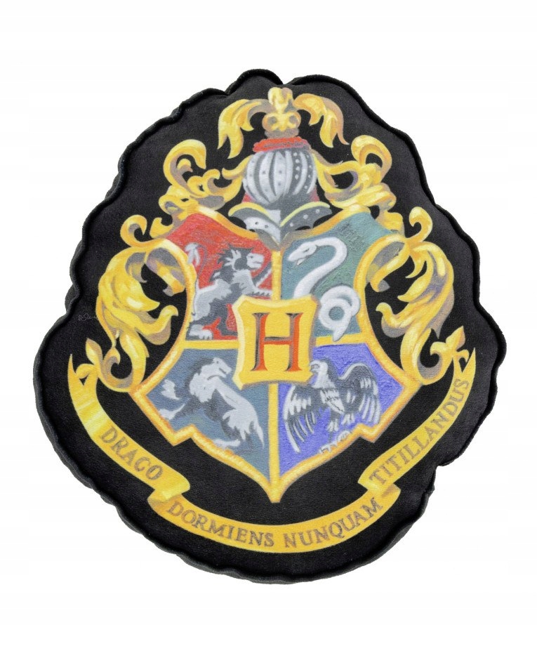 Poduszka Harry Potter - Herb Hogwartu, czarna 37x3