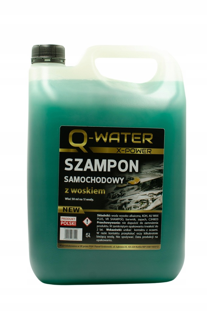 Q-Water 5L szampon samochodowy z woskiem na bazie wody wysoko alkalicznej