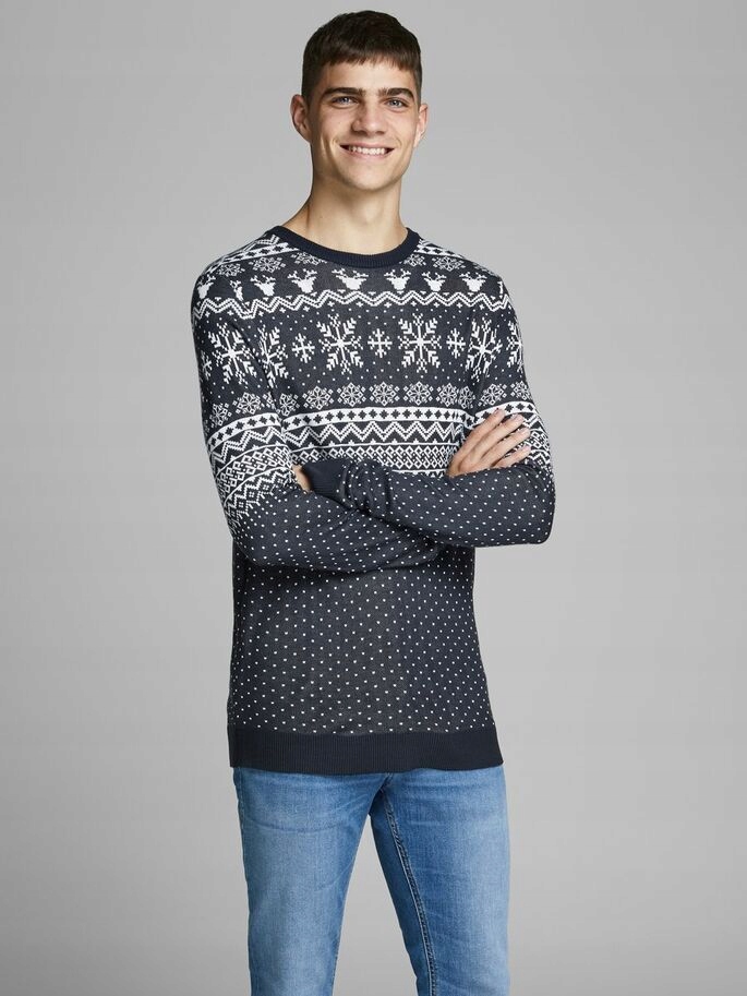 JACK AND JONES MĘSKI SWETER KLASYCZNY WZÓR XXL BAH