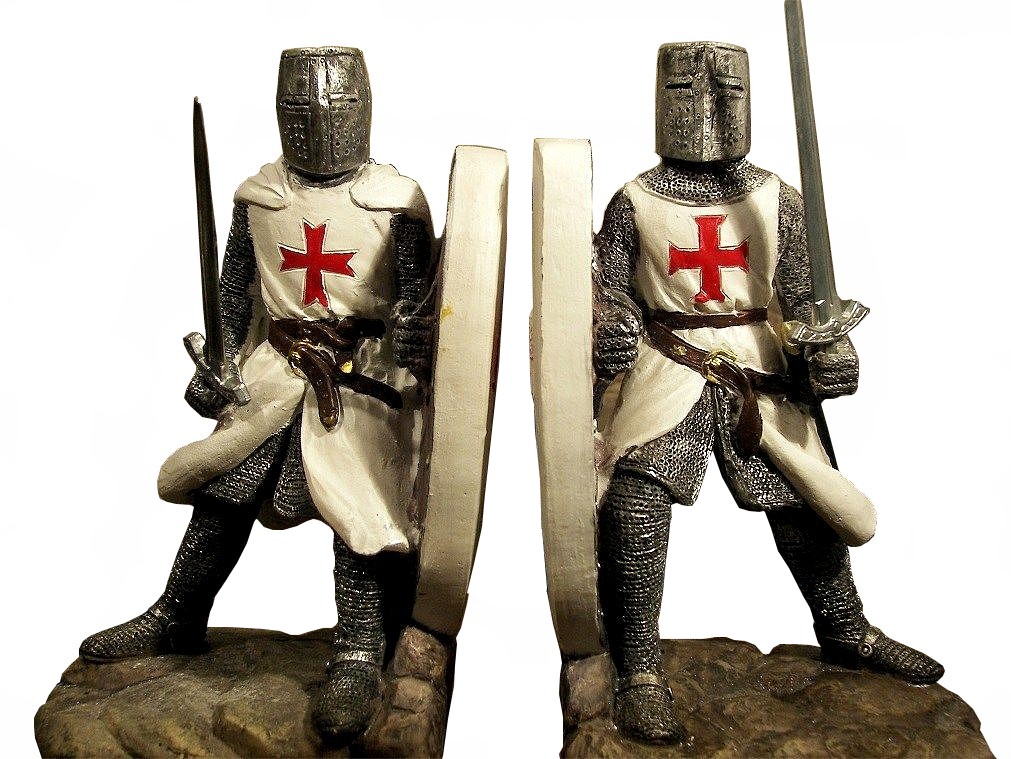 Kontynent Z Którego Pochodzili Rycerze Należący Do Zakonu Templariuszy 2 X RYCERZ TEMPLARIUSZ Z TARCZĄ I MIECZEM PODPÓRKI - 5265107582